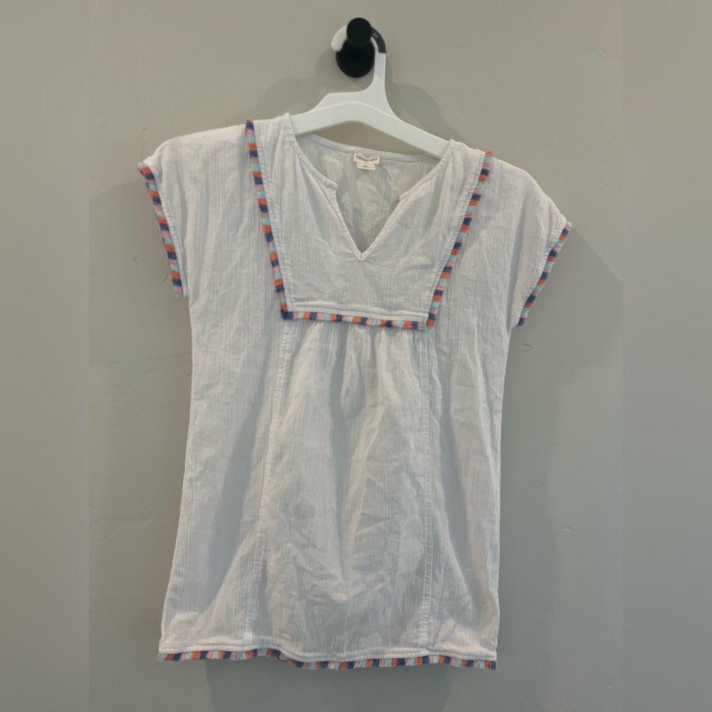 Crewcuts White Ruffled Blouse with Sailor Collar